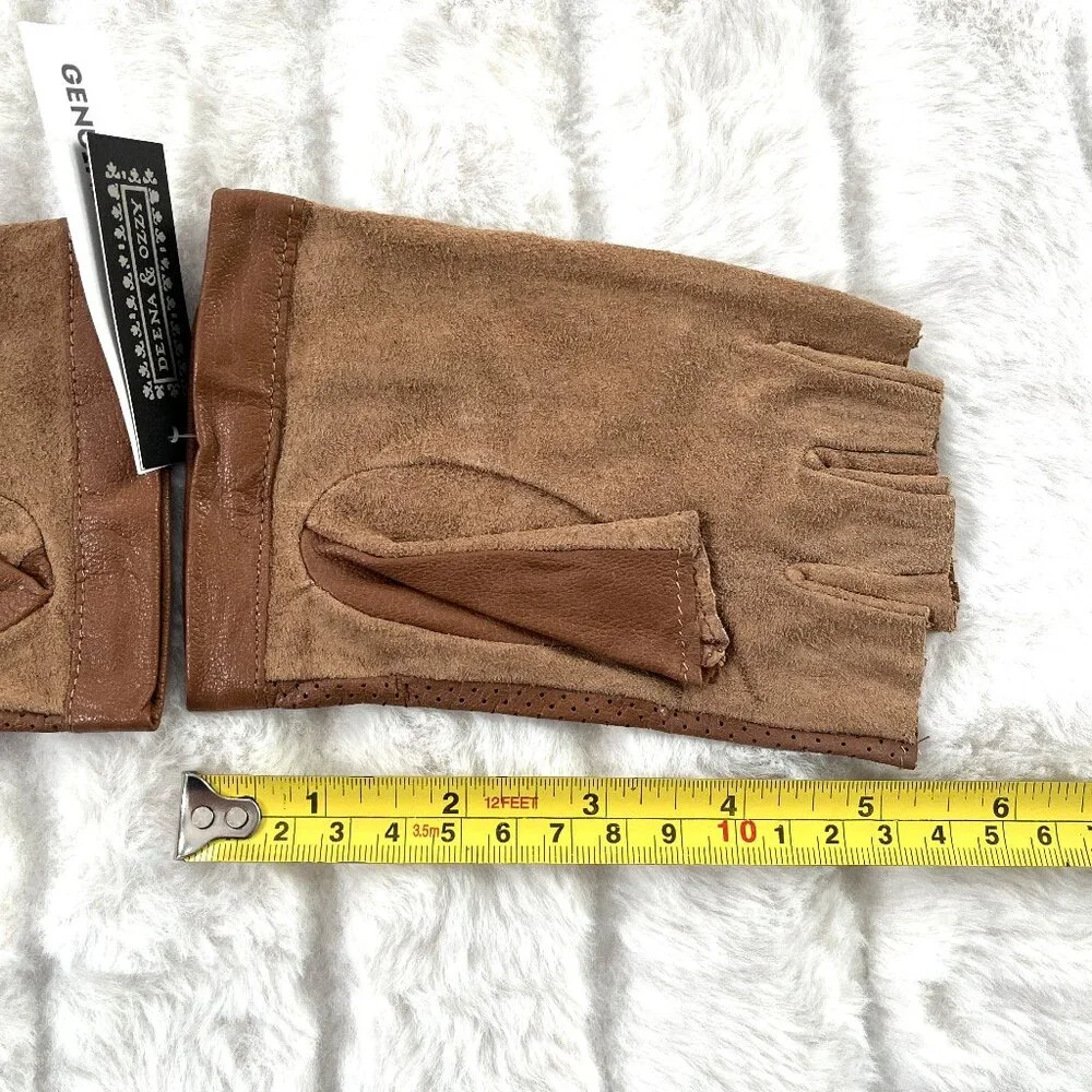 NWT Deena & Ozzy Leather Driving Gloves (Cognac) M/L
